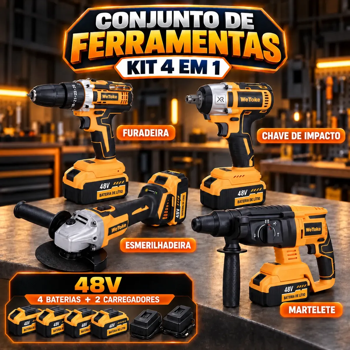 Kit Ferramentas 4 em 1 WeToke 48V – 49 peças - 3